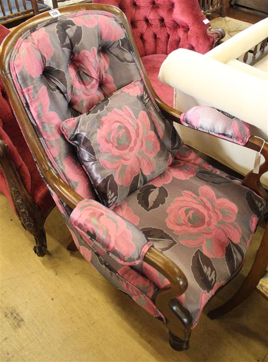 Early Victorian mahogany open armchair